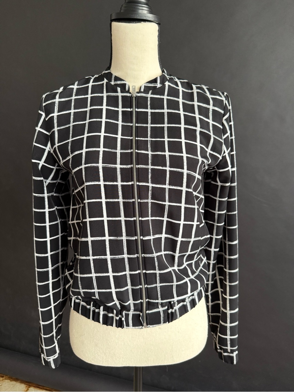 Metaphor Black Jacket with White Grid Pattern
